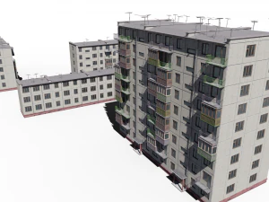 modular soviet panel apartment house 3D Model