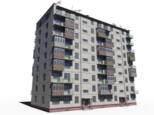 modular soviet panel apartment house 3D Model