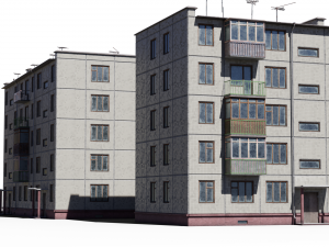modular soviet panel apartment house 3D Model