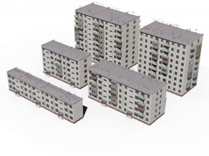 modular soviet panel apartment house 3D Model
