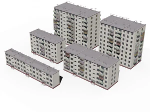modular soviet panel apartment house 3D Model