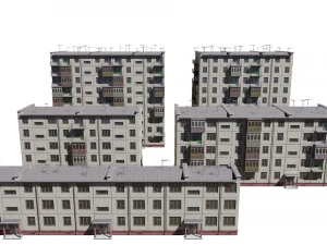 modular soviet panel apartment house 3D Model
