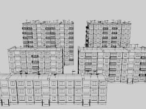 modular soviet panel apartment house 3D Model