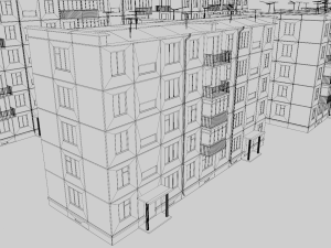 modular soviet panel apartment house 3D Model