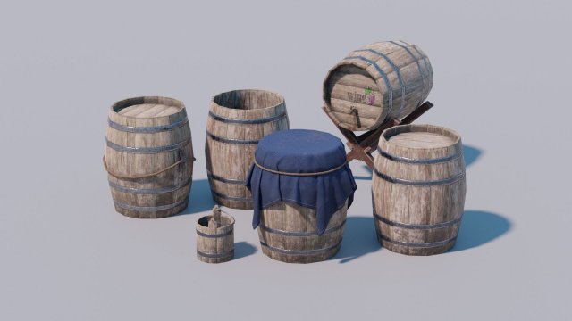 medieval barrels Model 3D .c4d .max .obj .3ds .fbx .stl .blend 