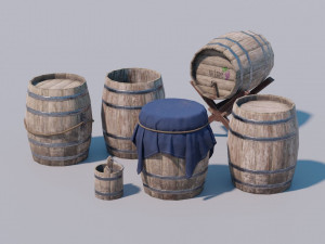 medieval barrels 3D Models