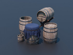 medieval barrels Model 3D