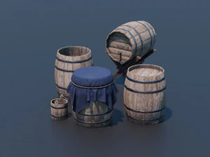 medieval barrels 3D Model