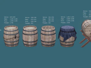 medieval barrels 3D Model