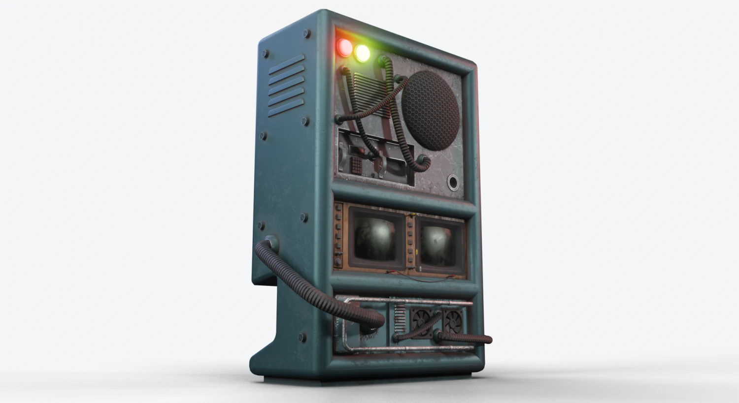 retro futuristic tv console 3D Model .c4d .max .obj .3ds .fbx .stl .blend 