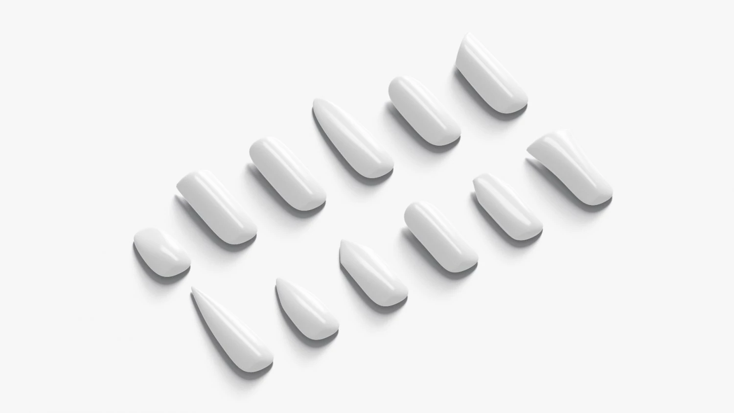 Nails Types Set 3D Model .c4d .max .obj .3ds .fbx .stl .blend 