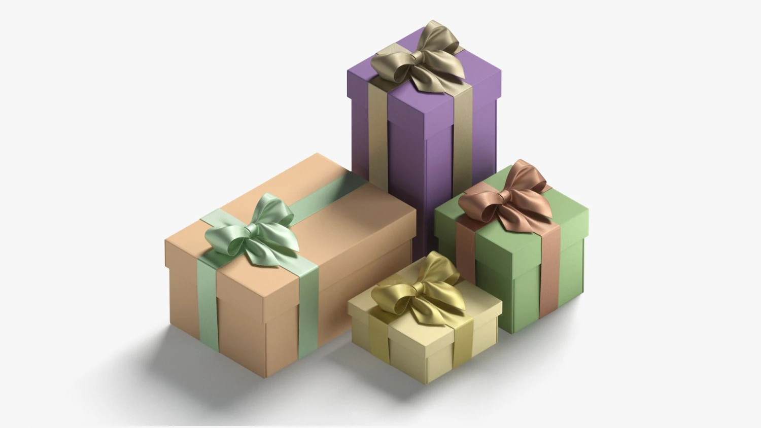 Gift boxes set - 4 box shapes 3D Model .c4d .max .obj .3ds .fbx .stl .blend
