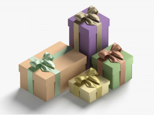 Gift boxes set - 4 box shapes 3D Models
