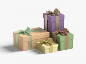 Gift boxes set - 4 box shapes 3D 모델