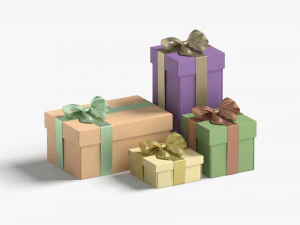 Gift boxes set - 4 box shapes 3D Model