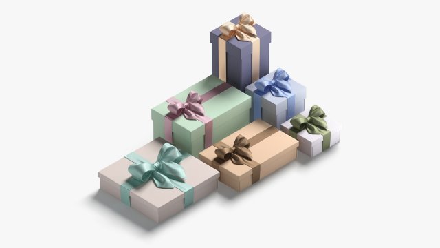 Gift boxes set - 6 box shapes 3D Model .c4d .max .obj .3ds .fbx .stl .blend 
