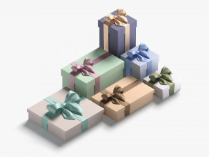 Gift boxes set - 6 box shapes 3D Model