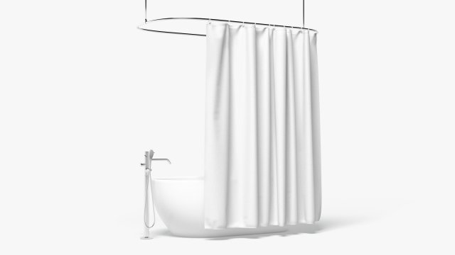 Closed Shower Curtain with Bath Interior Elements 3D 모델 .c4d .max .obj .3ds .fbx .stl .blend 