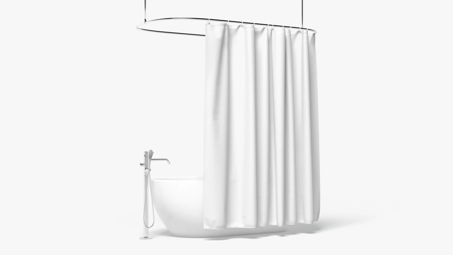 Closed Shower Curtain with Bath Interior Elements 3D Model .c4d .max .obj .3ds .fbx .stl .blend 