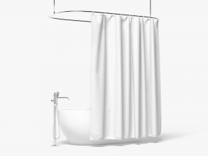 Closed Shower Curtain with Bath Interior Elements Model 3D