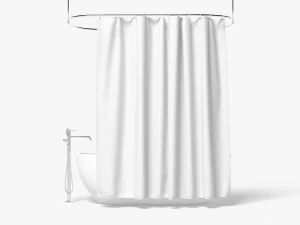 Closed Shower Curtain with Bath Interior Elements 3D Model