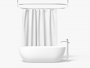 Closed Shower Curtain with Bath Interior Elements 3D 모델