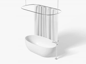 Closed Shower Curtain with Bath Interior Elements 3D Model