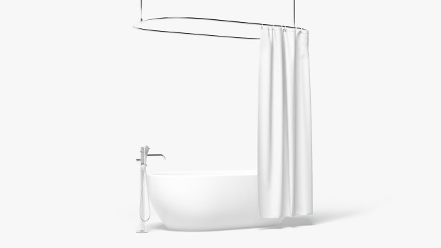 Shower Curtain with Bath Interior Elements 3D मॉडल .c4d .max .obj .3ds .fbx .stl .blend 