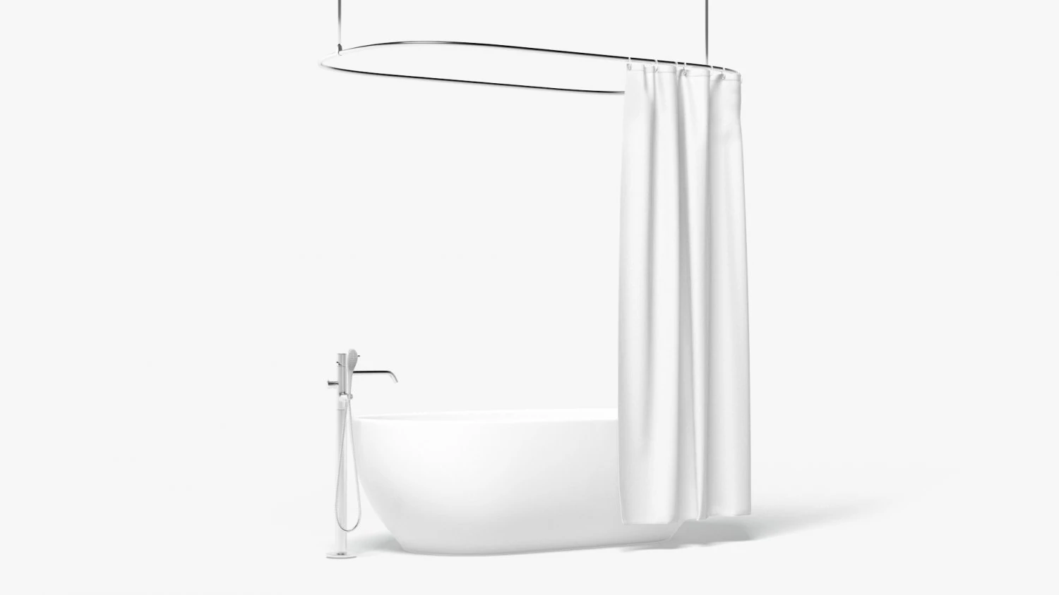 Shower Curtain with Bath Interior Elements 3D Model .c4d .max .obj .3ds .fbx .stl .blend