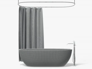 Shower Curtain with Bath Interior Elements 3D Model