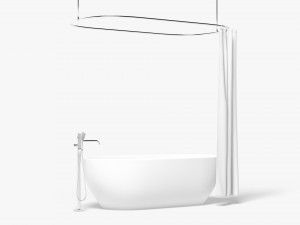 Opened Shower Curtain with Bath Interior Elements Modelo 3D