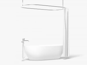 Opened Shower Curtain with Bath Interior Elements 3D Model