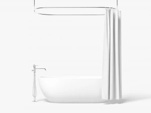 Opened Shower Curtain with Bath Interior Elements 3D Model