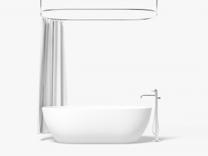 Opened Shower Curtain with Bath Interior Elements Modelo 3D