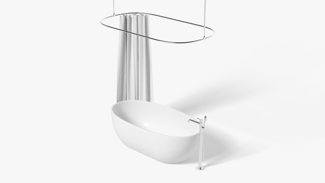 Opened Shower Curtain with Bath Interior Elements Modelo 3D .c4d .max .obj .3ds .fbx .stl .blend 
