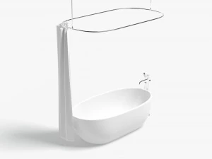 Opened Shower Curtain with Bath Interior Elements 3D Model