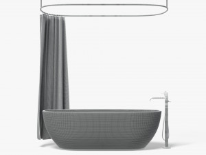 Opened Shower Curtain with Bath Interior Elements Modelo 3D