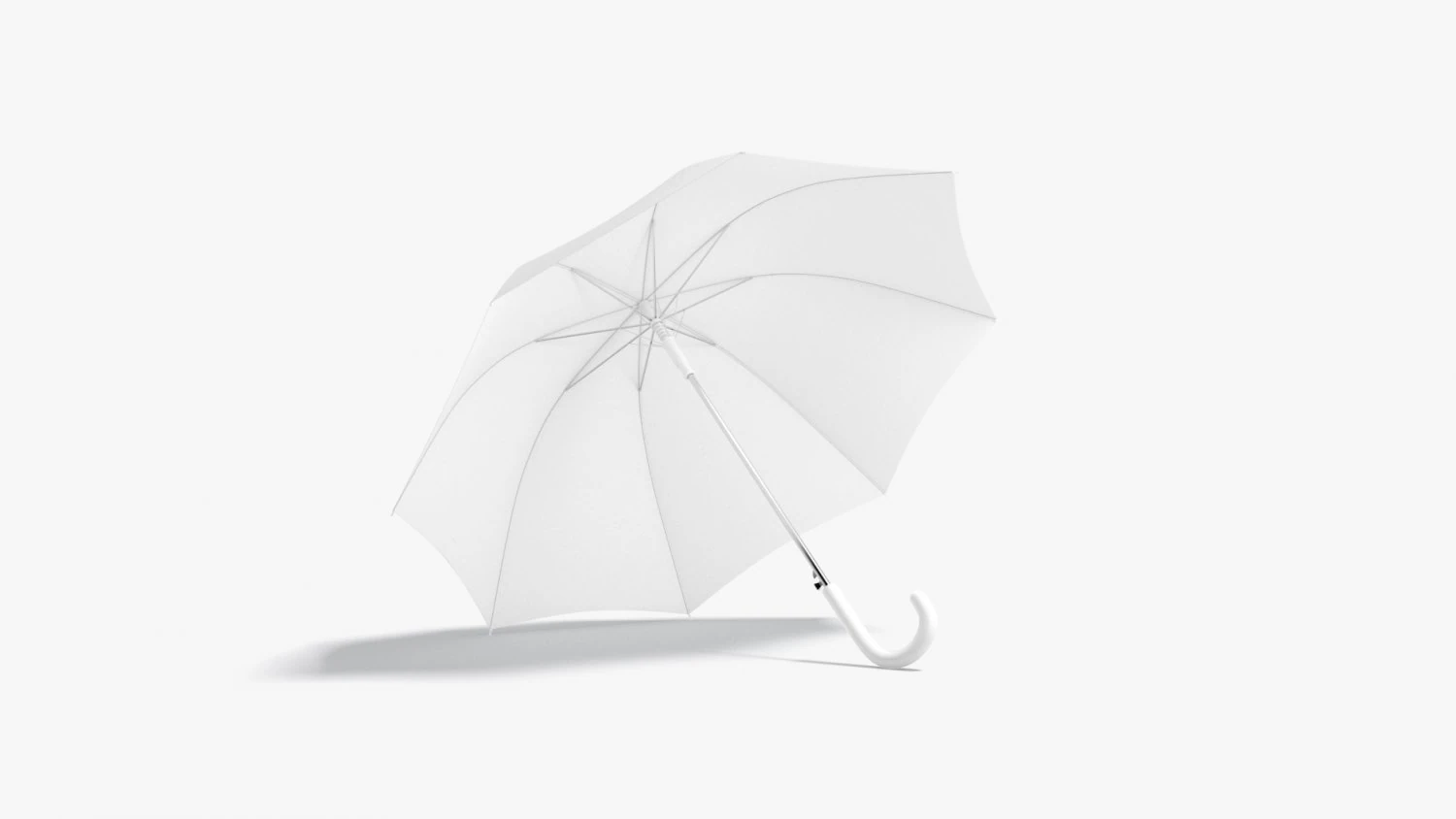 White Opened Umbrella 3D Model .c4d .max .obj .3ds .fbx .stl .blend 