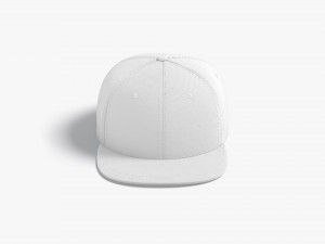 Snapback Cap white headwear with flat visor 3D Model
