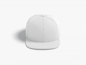 Snapback Cap white headwear with flat visor 3D Model