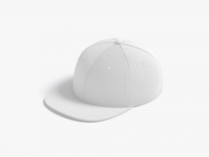 Snapback Cap white headwear with flat visor 3D Model