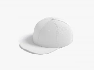 Snapback Cap white headwear with flat visor 3D Model