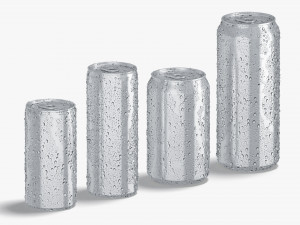 3D 4 Aluminium Soda Can with drops - 280 ml 330 ml 450 ml 500ml 3D Model