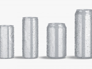 3D 4 Aluminium Soda Can with drops - 280 ml 330 ml 450 ml 500ml Modelo 3D