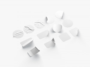 White Stickers Set - 13 adhesive round and square sticky labels 3D-Modell