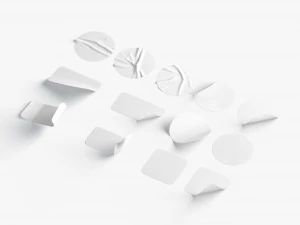 White Stickers Set - 13 adhesive round and square sticky labels 3D Model