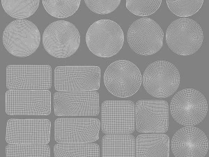 White Stickers Set - 13 adhesive round and square sticky labels 3D Model