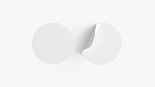 Two White Round Stickers - smooth and curved sticky labels 3Dモデル .c4d .max .obj .3ds .fbx .stl .blend