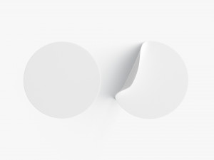 Two White Round Stickers - smooth and curved sticky labels Modelo 3D