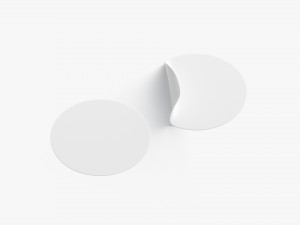 Two White Round Stickers - smooth and curved sticky labels 3Dモデル